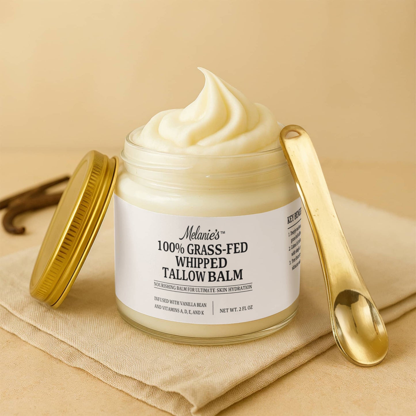 Whipped Grass-Fed Tallow Balm with Vanilla Bean